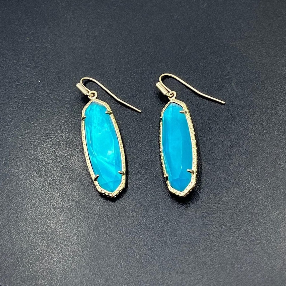 Kendra Scott Layla Gold Blue Illusion Ivory Mother-of-Pearl‎ Drop Earrings